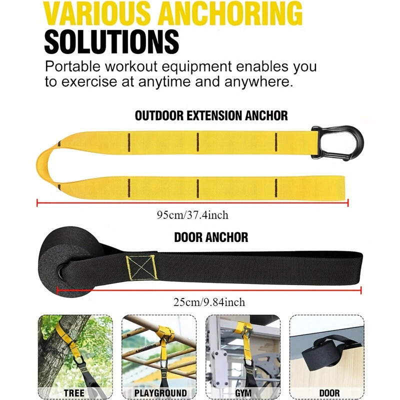 (image for) 400kg Max Capacity 2.1m Length Resistance Band Set with Handles and Door Anchor Home Gym Full Body Workout Kit Anti-Snap Design