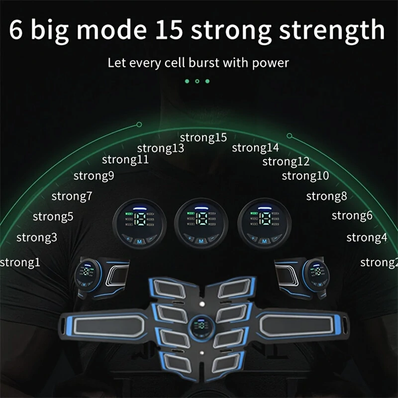 (image for) EMS Muscle Stimulator Abdominal Shaping Belt Muscle Exercise Instrument Abdominal Muscle Patch Fitness Equipment for Men Women's Abdominal Arm Leg Home Office Exercise