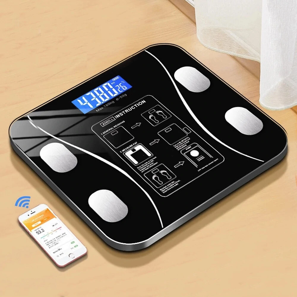 (image for) KALOAD&reg; USB+Solar Powered Body Fat Scale BMI Scales Smart Wireless Digital Bathroom Weight Scale Body Composition Analyzer