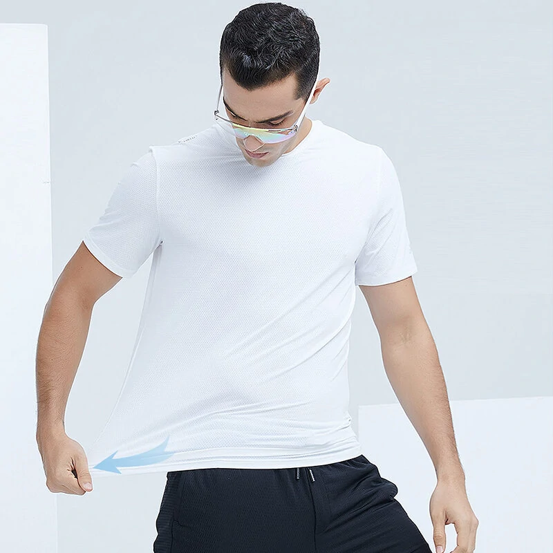 (image for) Supield Cool Feeling Sports T-Shirt 86% Nylon Comfort Breathable Elastic Lightweight Round Neck Design for Exercise Outdoor Travel Biking
